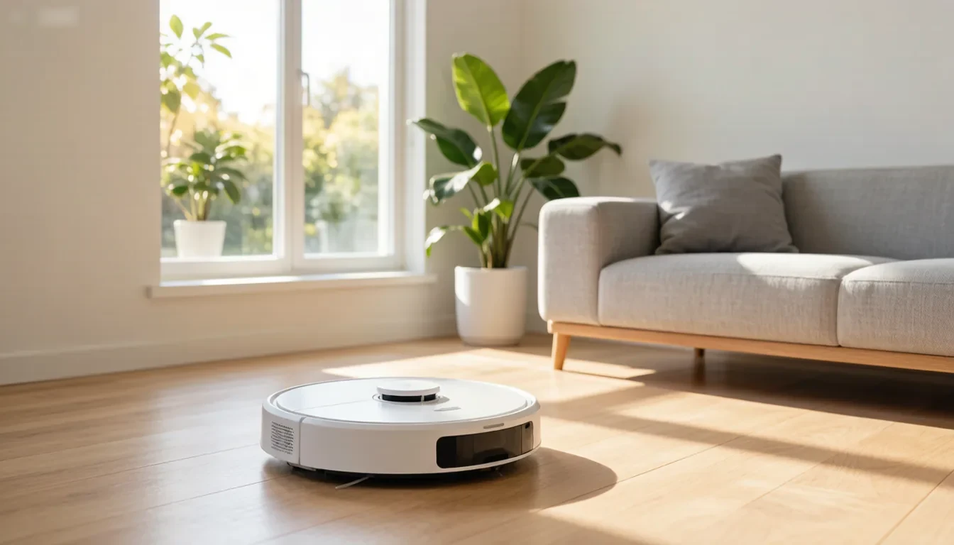 Pelanggan menggunakan robot penyedot debu