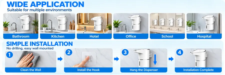 Bình đựng xà phòng bọt tự động AS127A · gắn tường, sạc USB 06