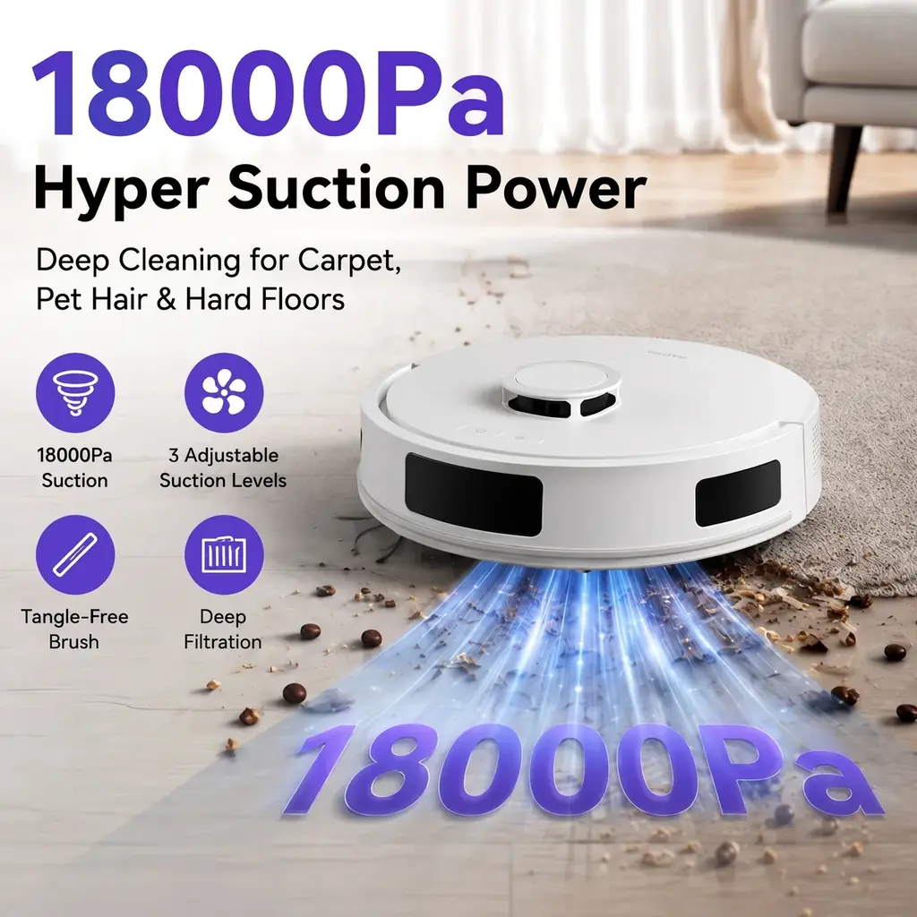 Robot aspirador y fregasuelos combo con estación de vaciado automático, limpieza automática, navegación LDS y control por app— 2
