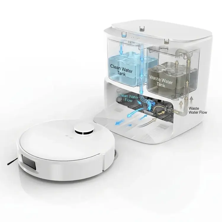 Best Intelligent Robotic Vacuum Cleaner Auto Dirt Detect Efficient Home Cleaning 65℃ Hot Water Mop Washing 55℃ Drying Odor-Free — 1