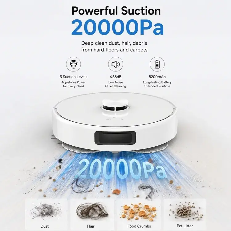 Best Intelligent Robotic Vacuum Cleaner Auto Dirt Detect Efficient Home Cleaning 65℃ Hot Water Mop Washing 55℃ Drying Odor-Free — 2