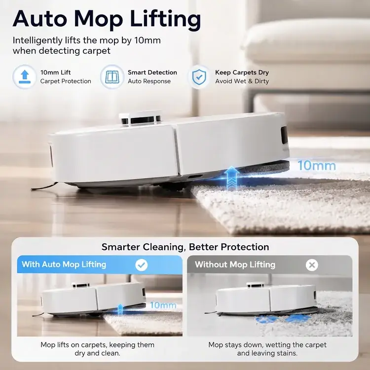 Best Intelligent Robotic Vacuum Cleaner Auto Dirt Detect Efficient Home Cleaning 65℃ Hot Water Mop Washing 55℃ Drying Odor-Free — 4