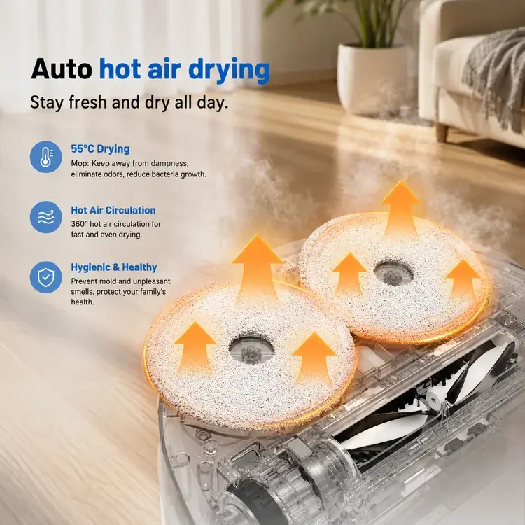 Best Intelligent Robotic Vacuum Cleaner Auto Dirt Detect Efficient Home Cleaning 65℃ Hot Water Mop Washing 55℃ Drying Odor-Free — 7