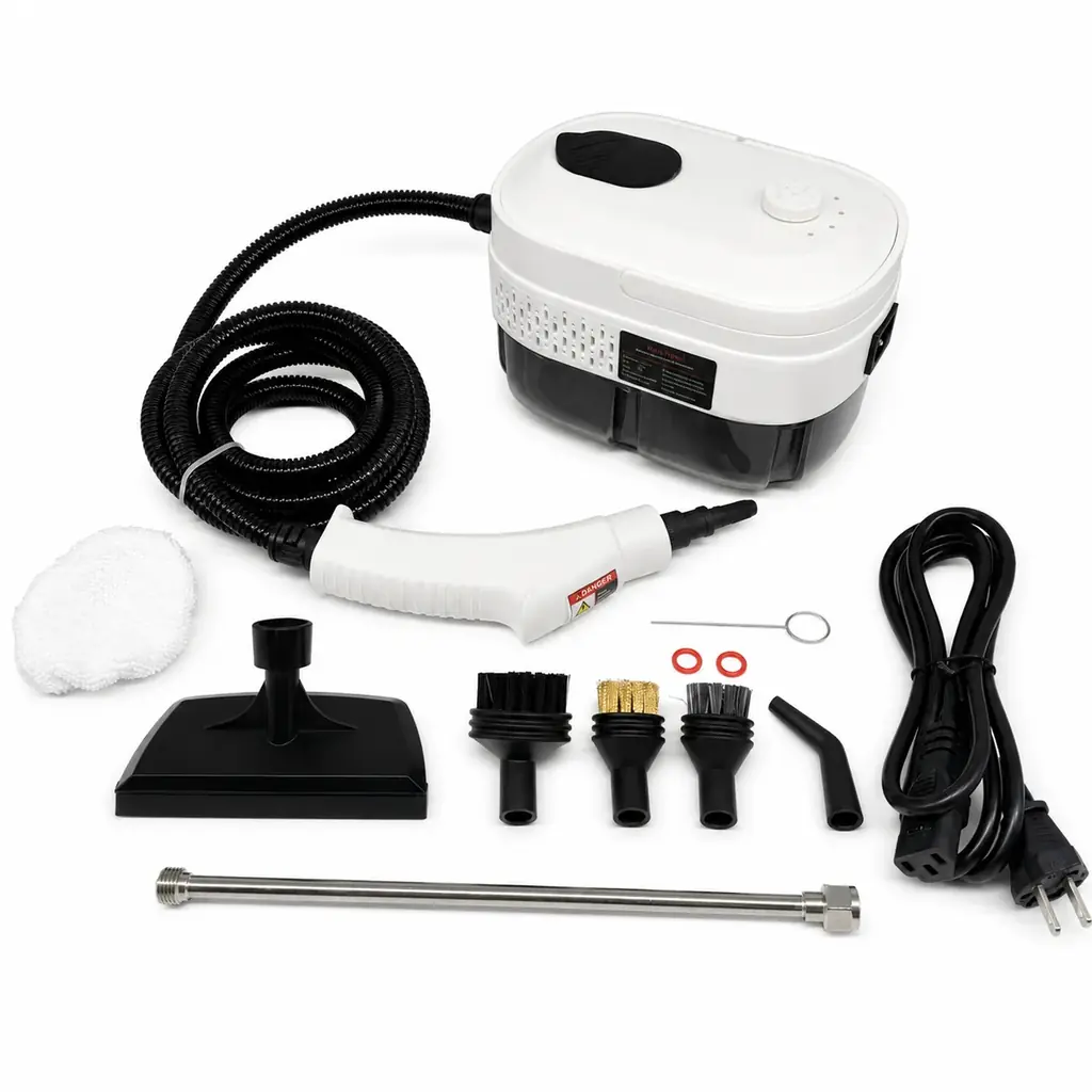 เครื่องทำความสะอาดด้วยไอน้ำแรงดันสูง 1500W ไอน้ำร้อน 100℃ เครื่องทำความสะอาดแบบพกพาอเนกประสงค์ พร้อมถังน้ำ 1400ml— 2